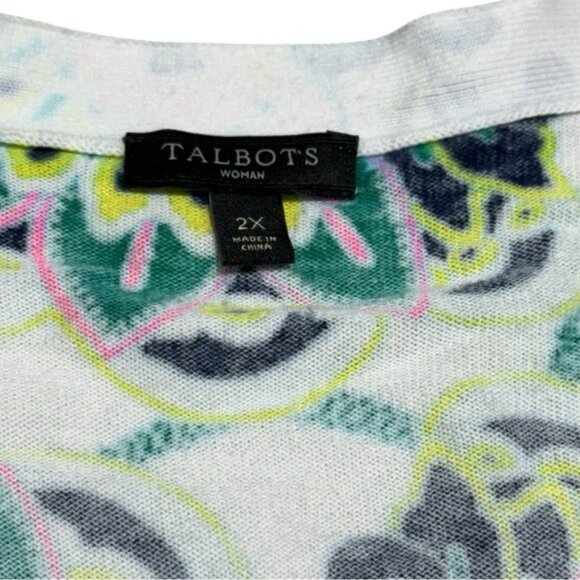 Talbots Kelly Blooming Paisley V-Neck Full Needle Cardigan Elbow Sleeve Women’s - Picture 6 of 8